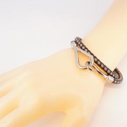 Hermes Bracelet Jumbo Hook Metal Material Leather Silver Black Grey Women's