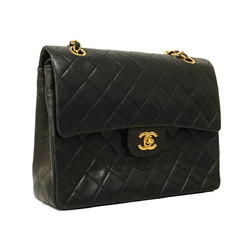 Chanel Shoulder Bag Matelasse W Flap Chain Lambskin Black Women's