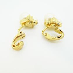 Christian Dior Earrings, Faux Pearl, Rhinestone, GP Plated, Gold, Women's