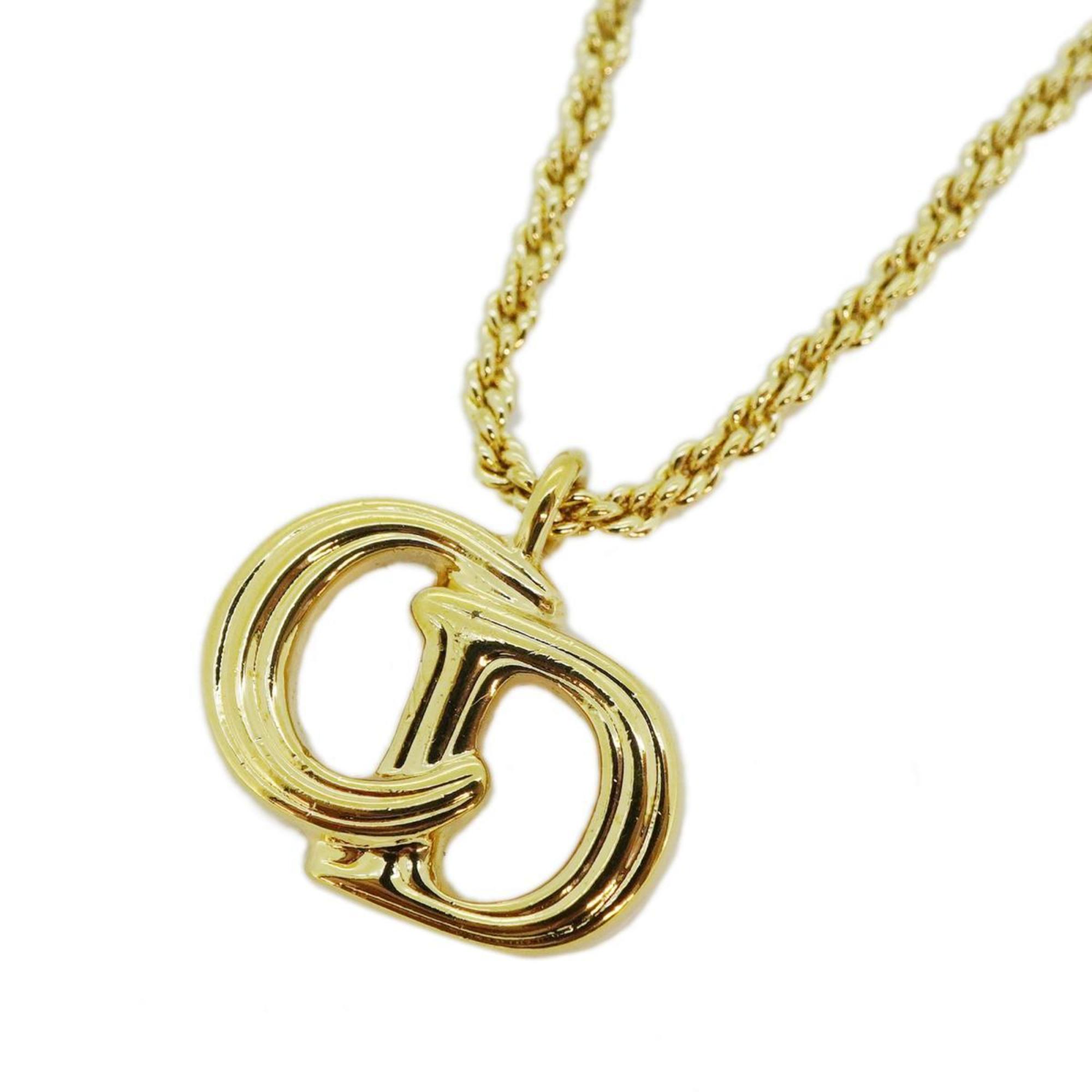 Christian Dior Necklace CD GP Plated Gold Women's