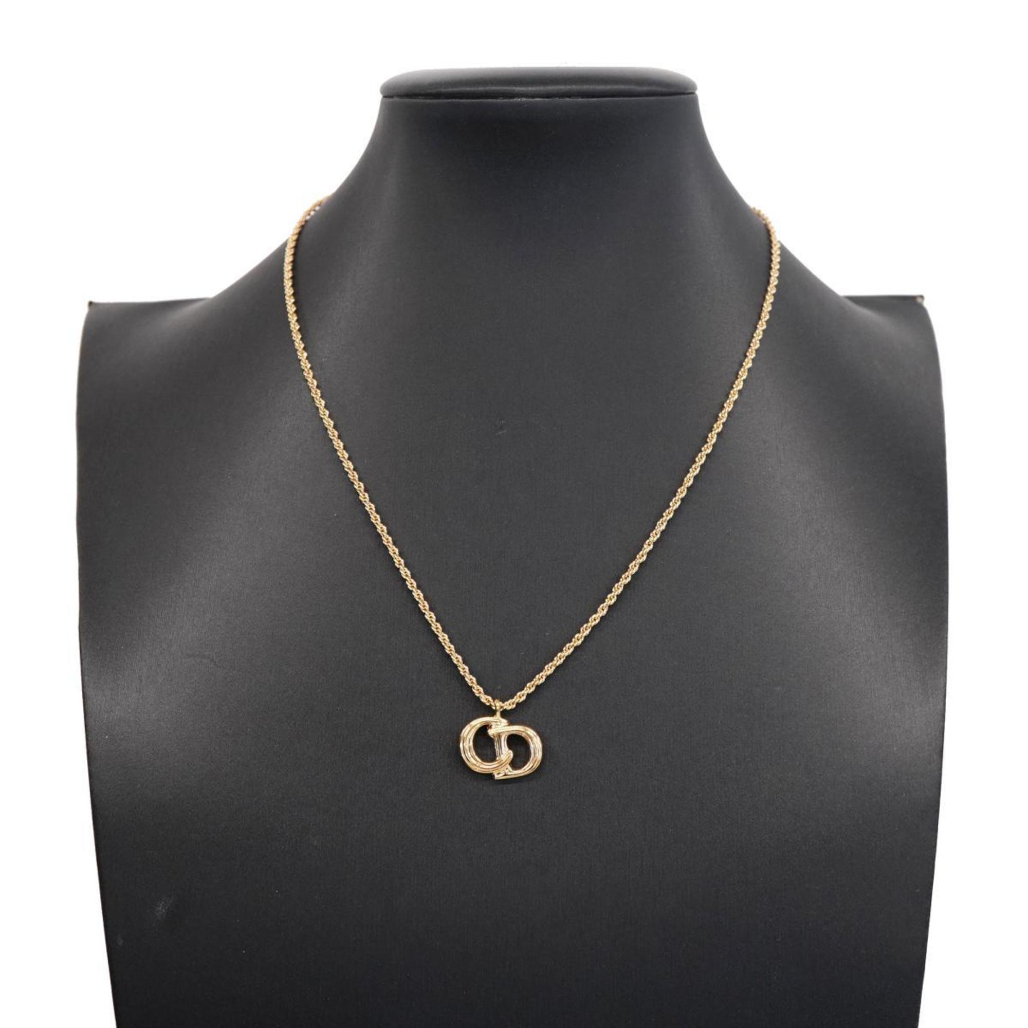 Christian Dior Necklace CD GP Plated Gold Women's