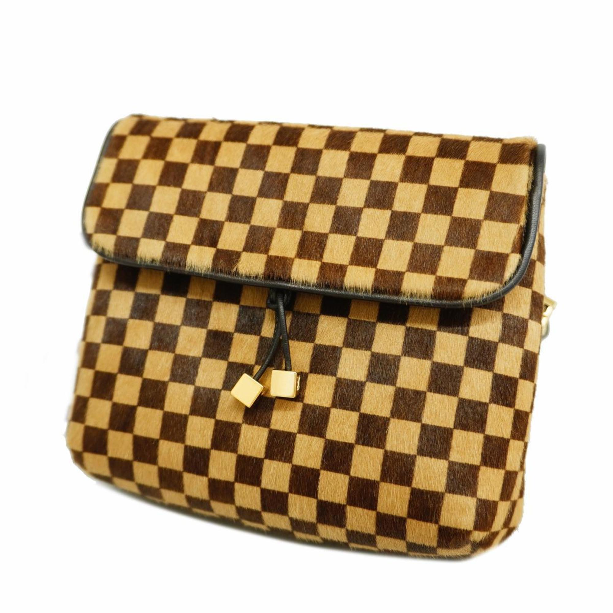 Louis Vuitton Shoulder Bag Damier Sauvage Gazelle Pochette M92130 Ebene Ladies