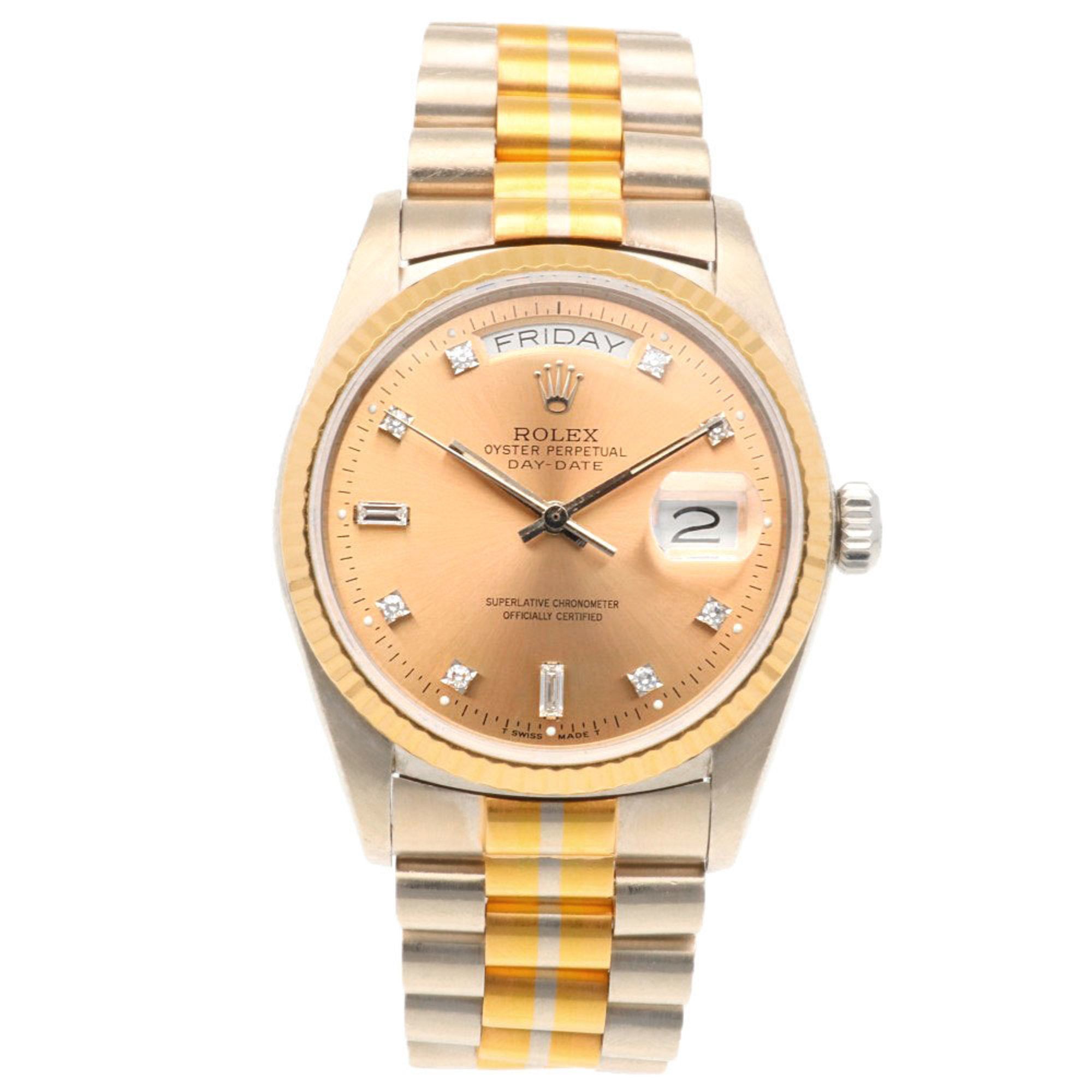 Rolex Day-Date Oyster Perpetual Watch 18K 18039B Automatic Men's ROLEX No. 90 1985 Toridoll 10P Diamond Overhauled