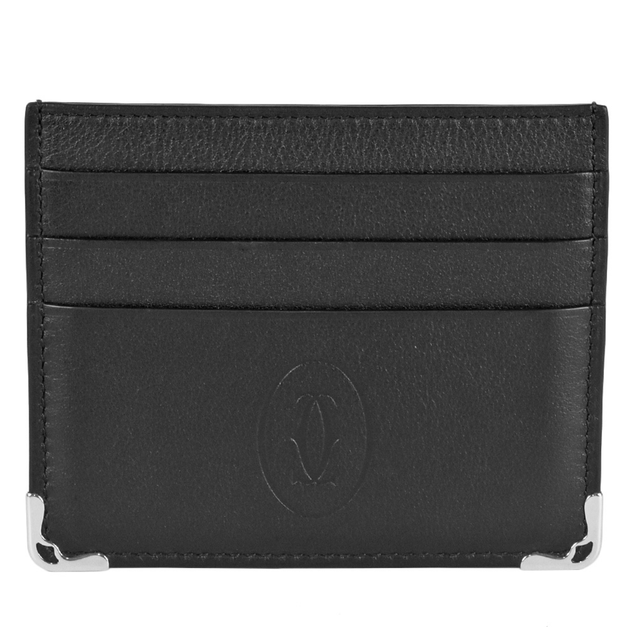 Cartier Must Do Card Case Leather Black Business Holder