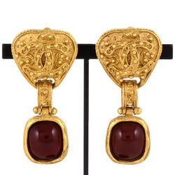 CHANEL Gripoa Coco Mark Earrings Color Stone 94A GP Women's