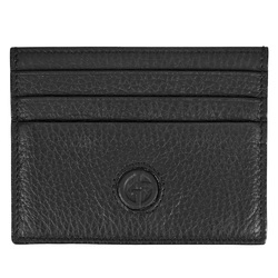 GIORGIO ARMANI Business Card Holder Grain Leather Black Case Men's