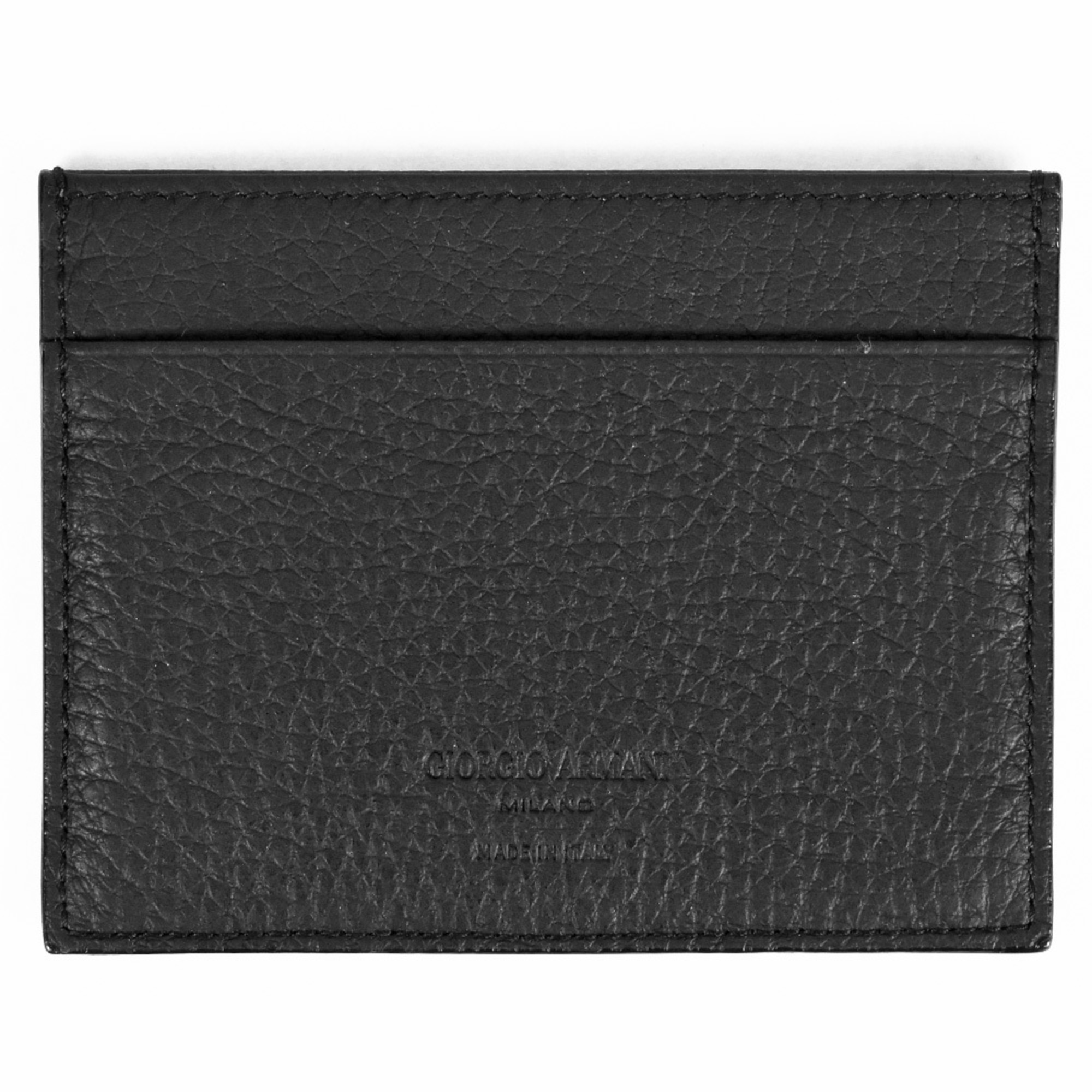 GIORGIO ARMANI Business Card Holder Grain Leather Black Case Men's