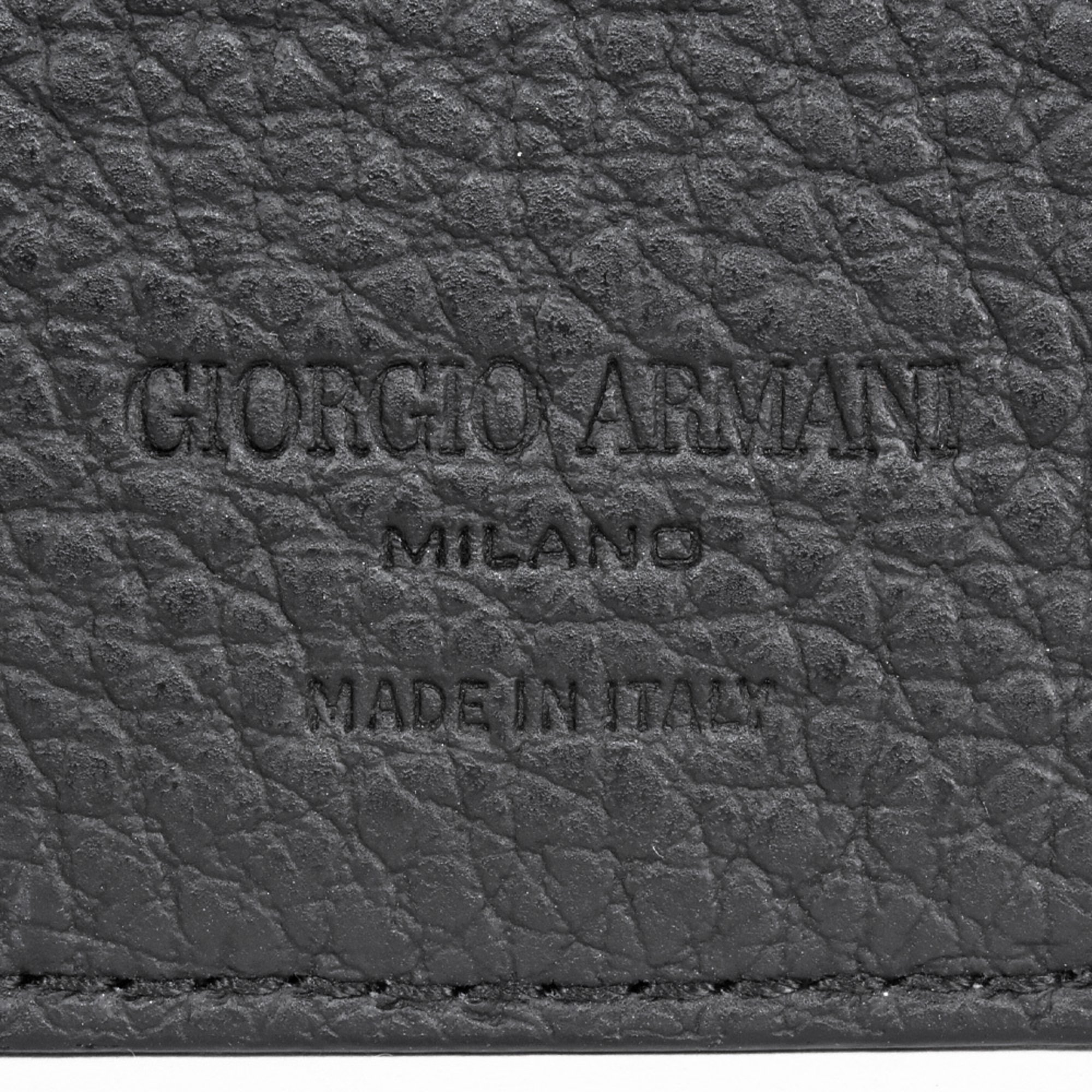 GIORGIO ARMANI Business Card Holder Grain Leather Black Case Men's