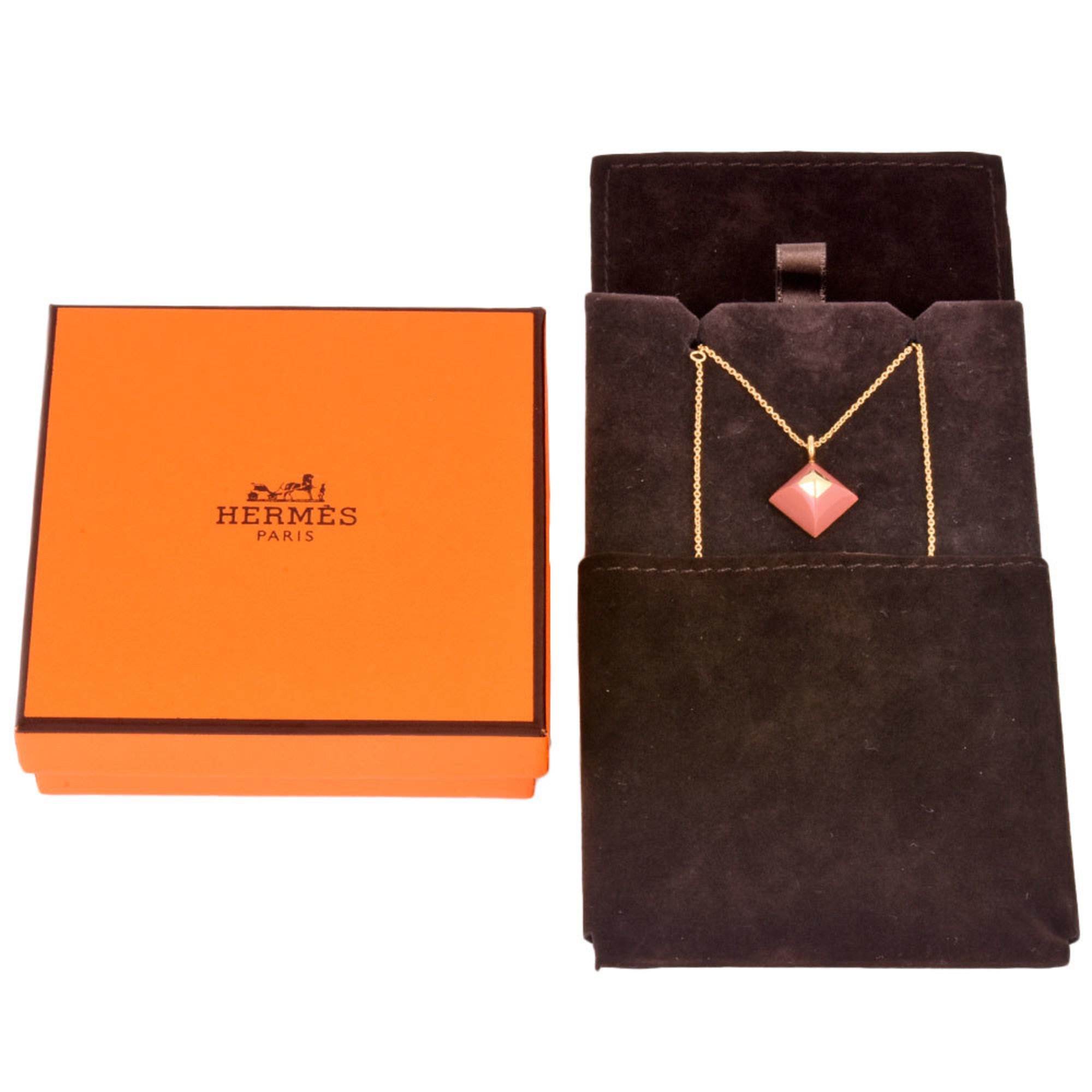 Hermes HERMES Medor Cupidon Necklace GP Pink