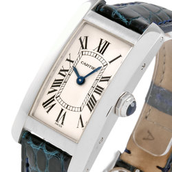 Cartier W2601956 1713 Tank Americaine SM Watch Quartz Ivory Dial K18WG Solid Gold