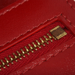 CELINE Medium Strap Wallet Bi-fold Grained Calf Leather Red Women's