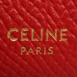 CELINE Medium Strap Wallet Bi-fold Grained Calf Leather Red Women's