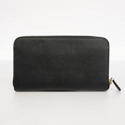 Prada Long Wallet Leather Black Men Women