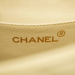 Chanel Shoulder Bag Matelasse W Chain Lambskin White Women's