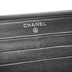 Chanel Long Wallet Caviar Skin Black Women's