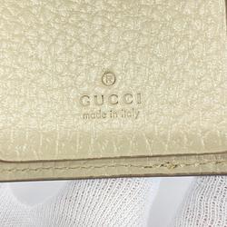 Gucci Key Case GG Marmont Supreme 456118 Leather Beige White Women's