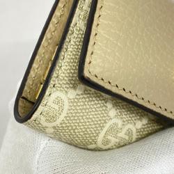 Gucci Key Case GG Marmont Supreme 456118 Leather Beige White Women's