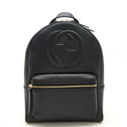 GUCCI Soho Backpack, Chain Shoulder, Leather, Black, 431570