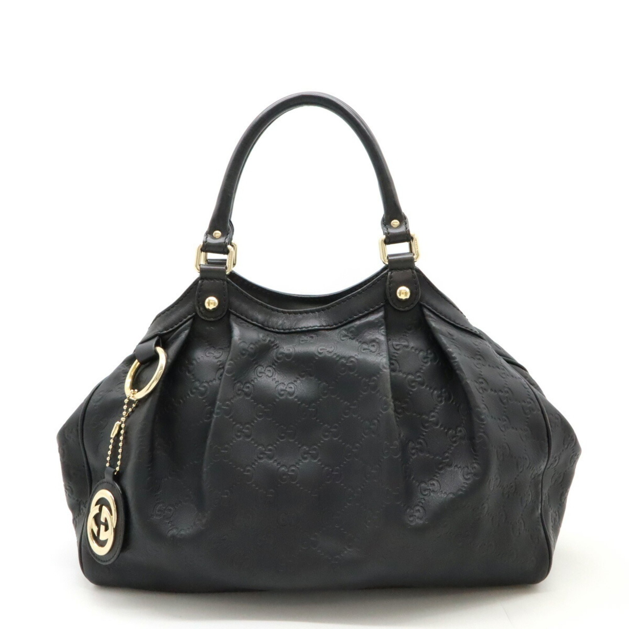 GUCCI Sukey Guccissima Tote Bag Handbag Leather Black 211944