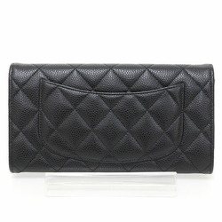 Chanel Classic Long Flap Wallet Caviar Skin Black AP0241 Matelasse