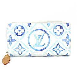 LOUIS VUITTON Zippy Wallet Monogram Canvas Print Grained Leather M83624 Lagoon Blue S