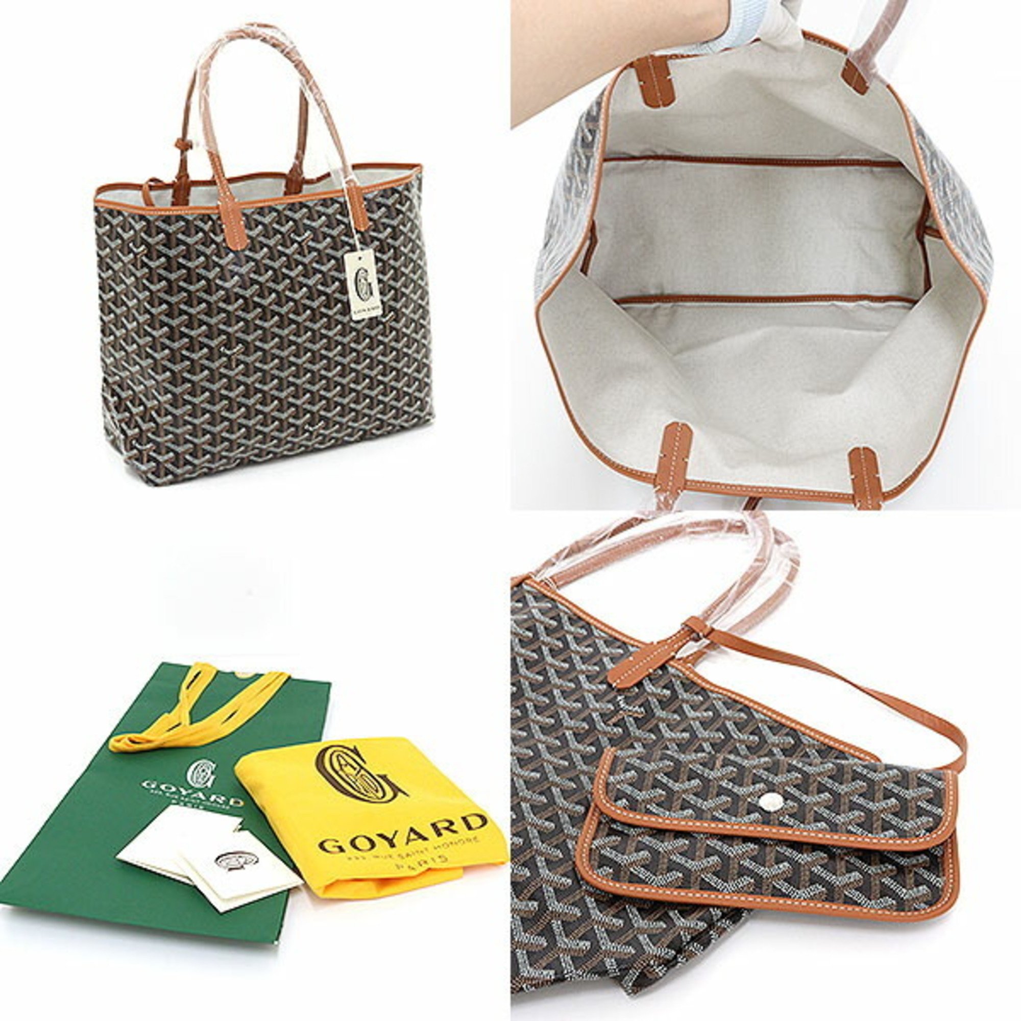 GOYARD Saint Louis PM Tote Bag Black & Natural Goyardine Canvas/Calf