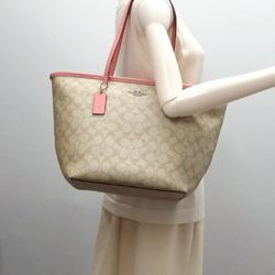 Coach Signature Tote Bag Beige x Pink