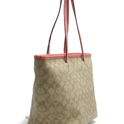 Coach Signature Tote Bag Beige x Pink