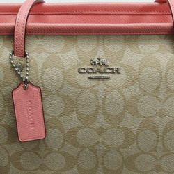 Coach Signature Tote Bag Beige x Pink