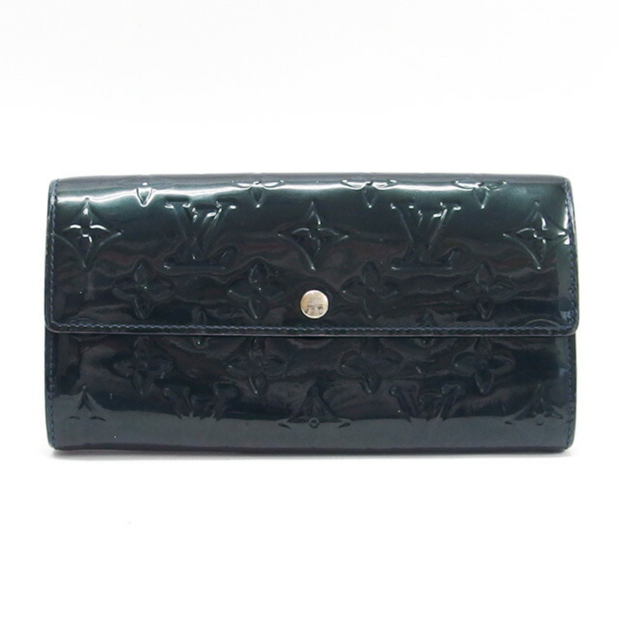 Louis Vuitton Monogram Vernis Portefeuille Sarah Bi-fold Long Wallet Dark Green