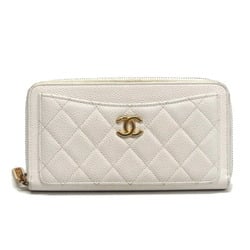 Chanel Matelasse Caviar Skin Round Long Wallet White