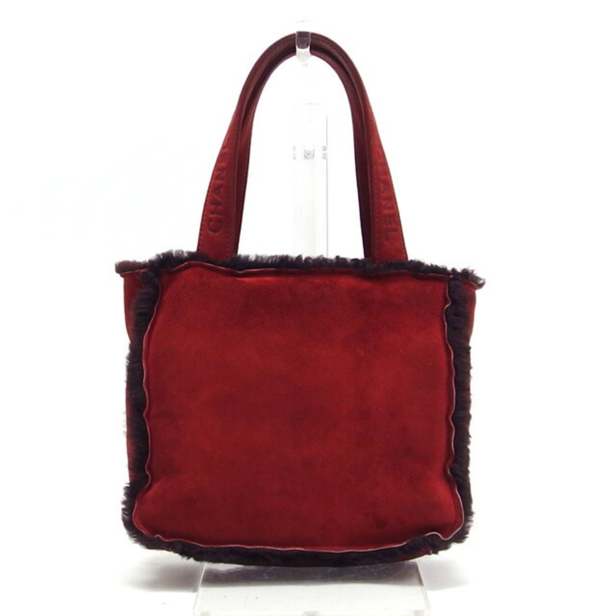 Chanel Suede Small Tote Bag Mouton Red