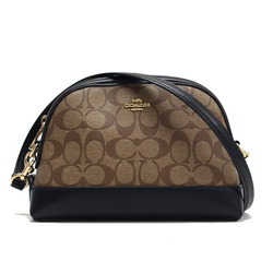 Coach Signature Shoulder Bag Beige x Brown Black