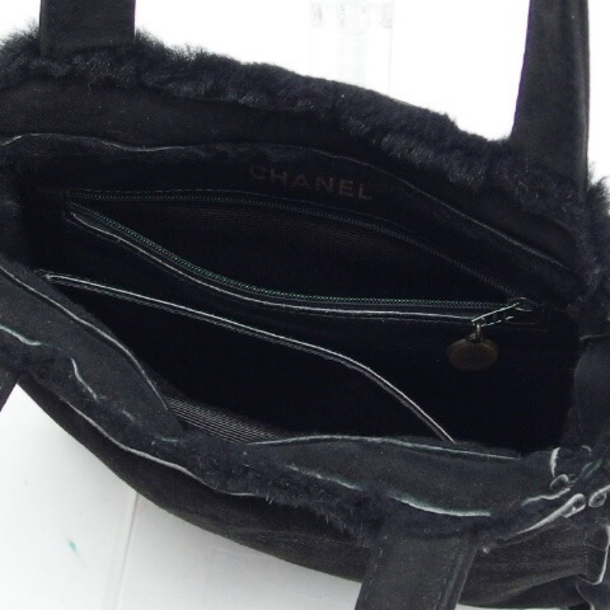 Chanel Suede Small Tote Bag Mouton Black