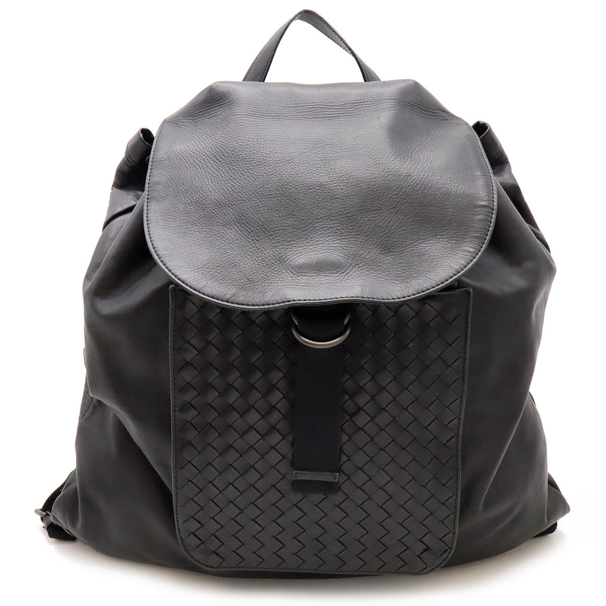 BOTTEGA VENETA Bottega Veneta Intrecciato Backpack Rucksack Calf Leather Black 361014