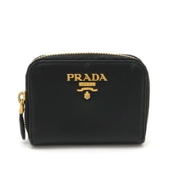 PRADA SAFFIANO Round Coin Case, Purse, Leather, NERO, Black, 1MM268