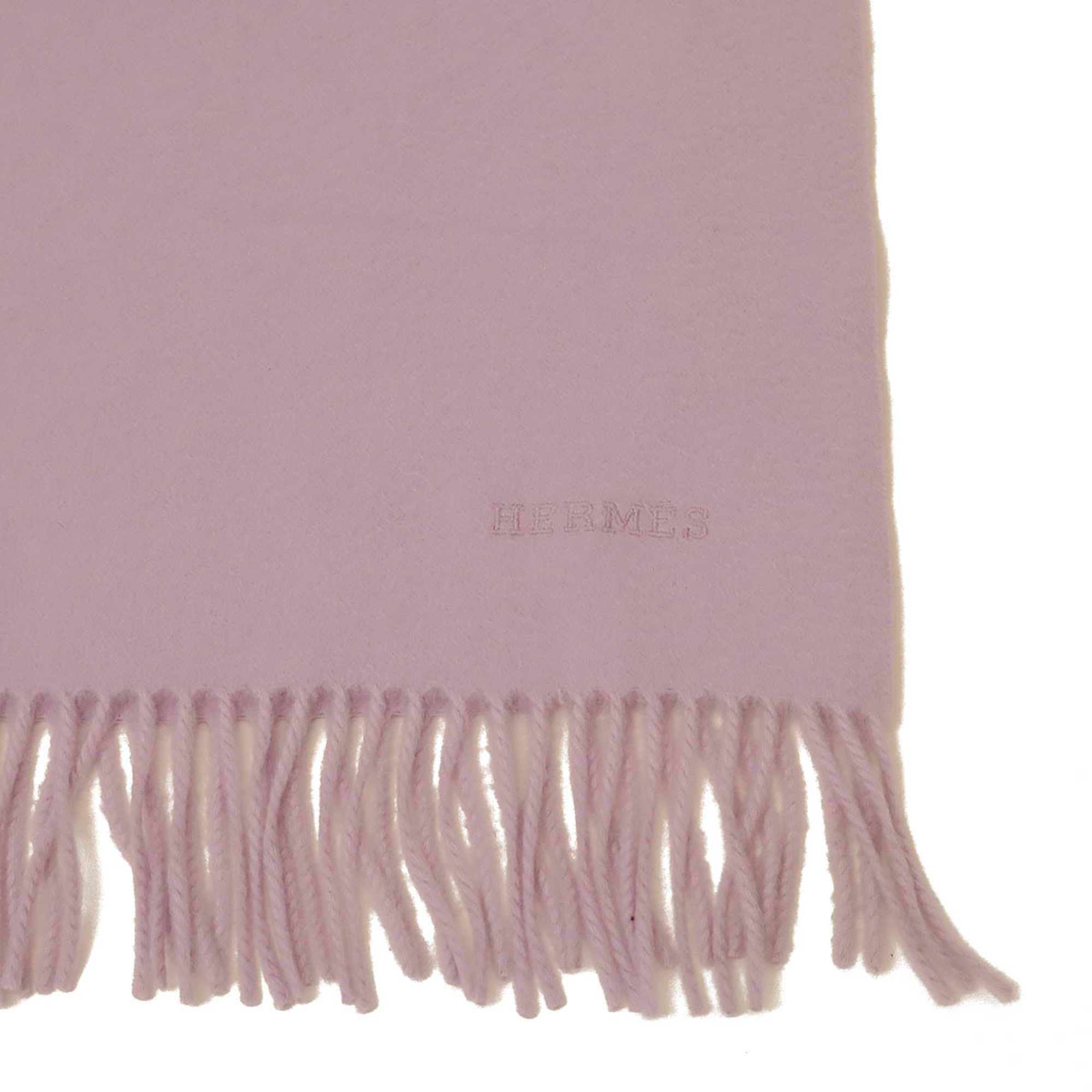 HERMES Large stole, lap blanket, embroidery, 100% cashmere, light purple