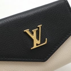 LOUIS VUITTON Louis Vuitton Portefeuille Lock Tri-fold Wallet Compact Bicolor Leather Beige Black M69340