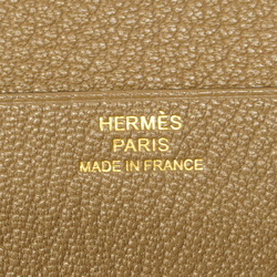 Hermes Tri-fold Wallet Bearn Combination U Engraved Chevre Etoupe Women's