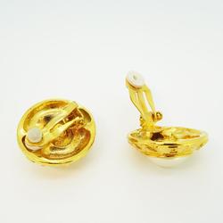 Chanel Earrings Circle Faux Pearl GP Plated Gold Women's