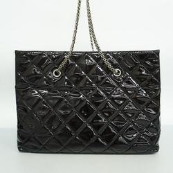 Chanel Shoulder Bag Matelasse 2.55 Chain Patent Leather Black Women's