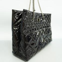 Chanel Shoulder Bag Matelasse 2.55 Chain Patent Leather Black Women's