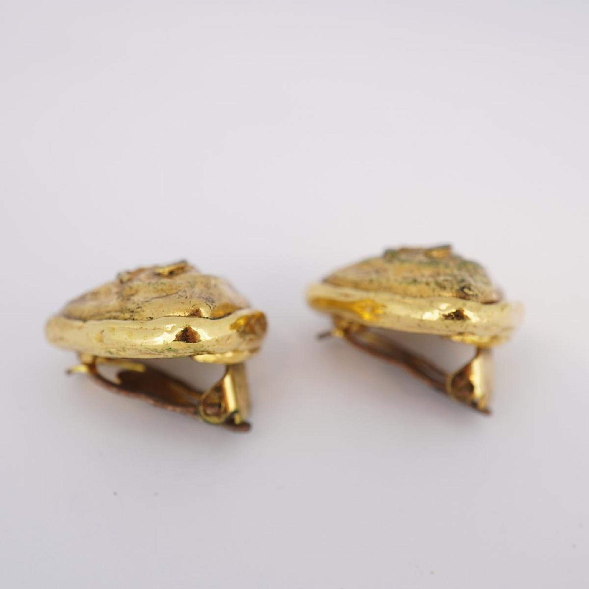 Chanel Earrings Coco Mark Triangle GP Plated Gold Women's