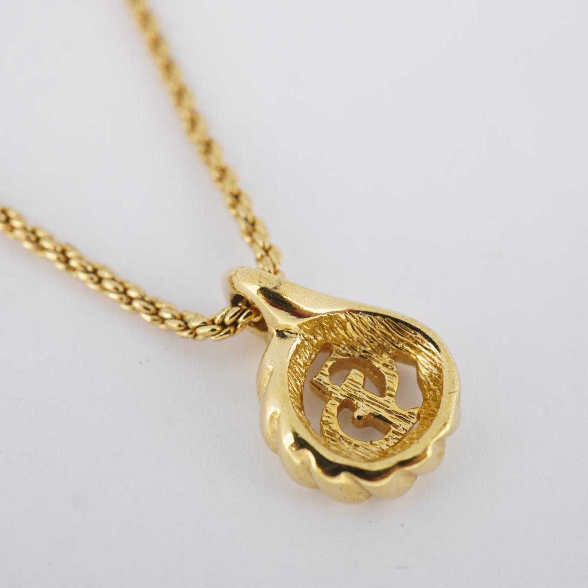 Christian Dior Necklace CD GP Plated Gold Women's