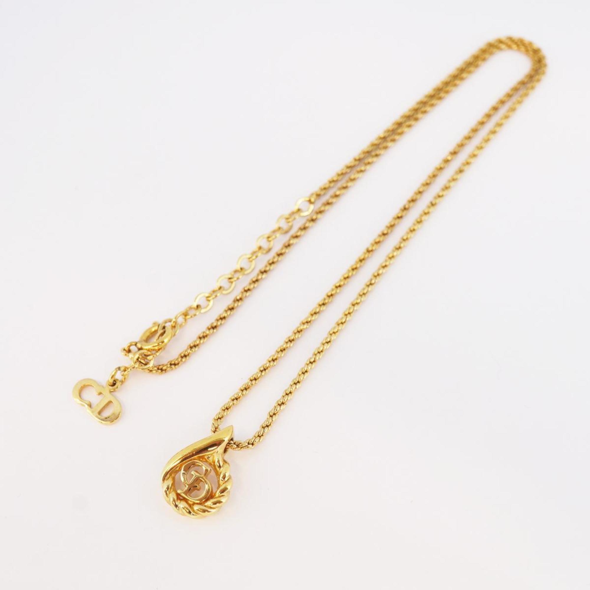 Christian Dior Necklace CD GP Plated Gold Women's