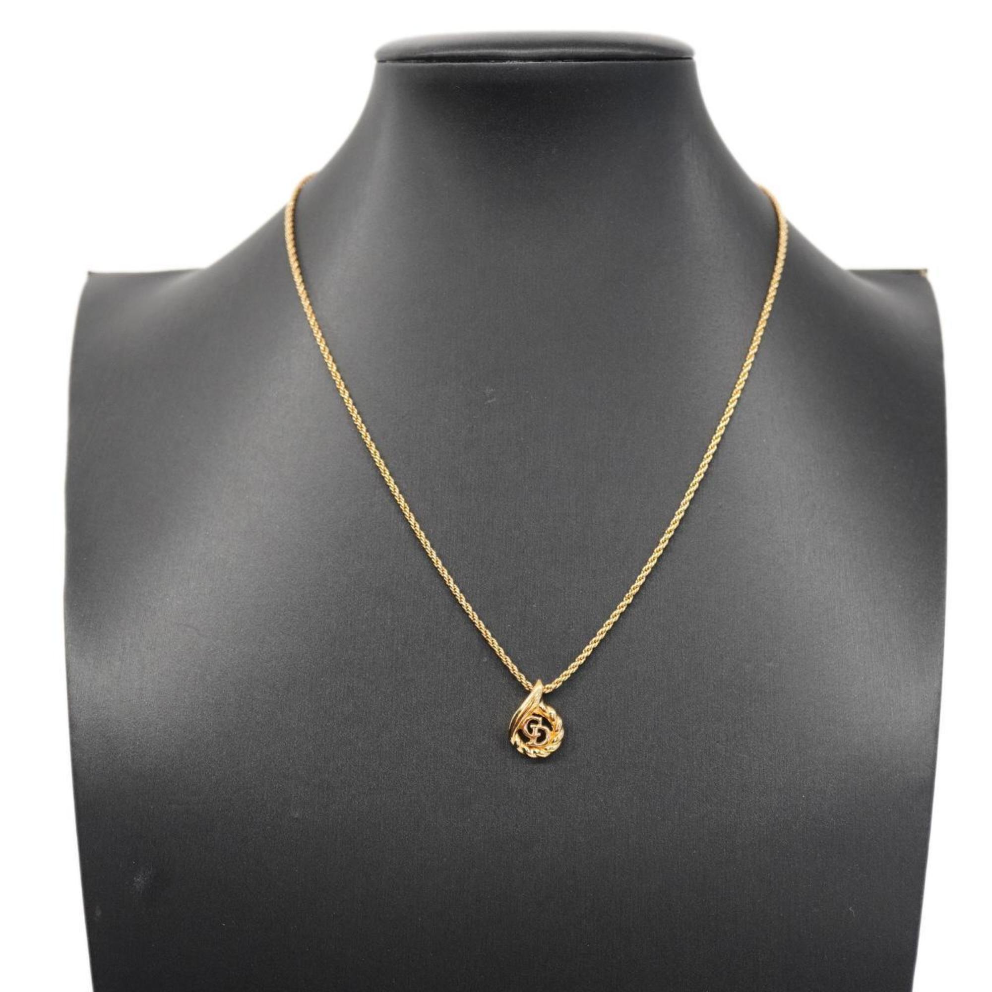 Christian Dior Necklace CD GP Plated Gold Women's