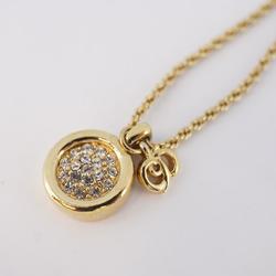 Christian Dior Necklace Circle Rhinestone GP Plated Gold Women's