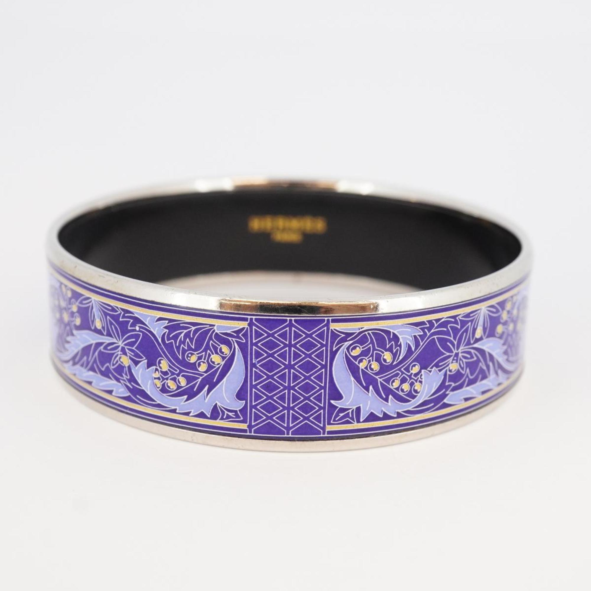 Hermes Bangle, GM enamel, metal, cloisonné, silver, blue, for women