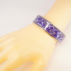 Hermes Bangle, GM enamel, metal, cloisonné, silver, blue, for women