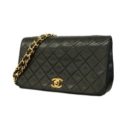 Chanel Shoulder Bag Matelasse Chain Lambskin Black Women's